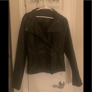 Faux Black Leather Moto Jacket